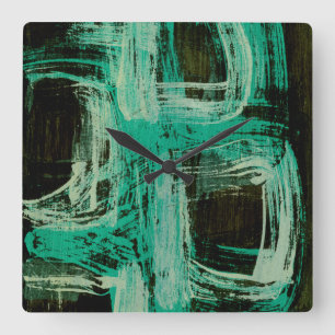 Aquamarine Windows I Square Wall Clock