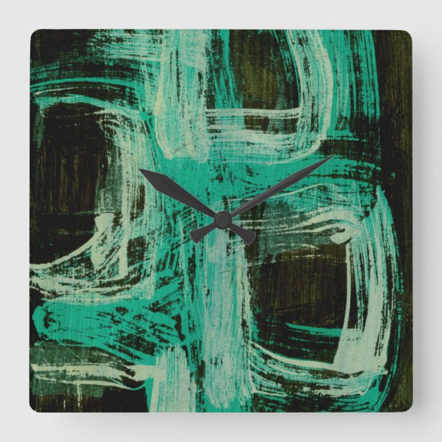 Aquamarine Windows I Square Wall Clock (Front)