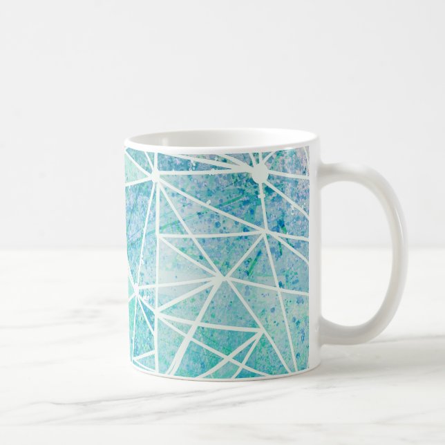 aquamarine with white geometry space coffee mug (Right)