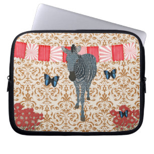 Aquamarine Zeb Boho Butterflies Golden Damask Comp Laptop Sleeve