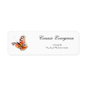Aquarel Drawing Elegant Typography Butterfly Return Address Label