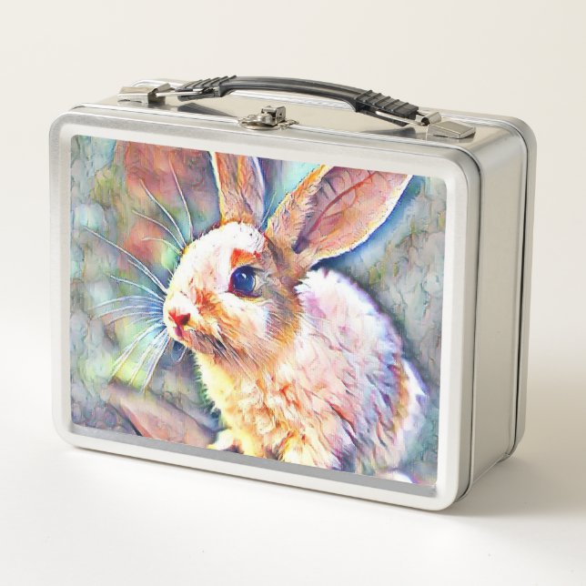 aquarell bunny metal lunch box (Front)