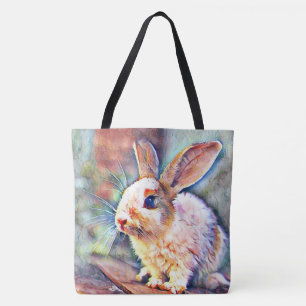 aquarell bunny tote bag