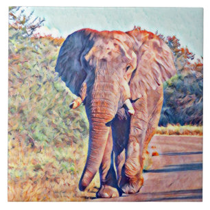 aquarell elephant ceramic tile