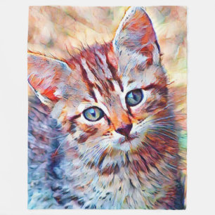 aquarell kitten fleece blanket