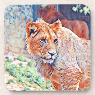 aquarell lion coaster