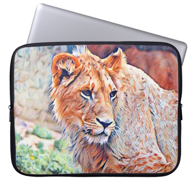 aquarell lion laptop sleeve (Front)