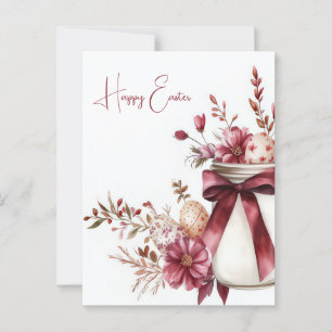 Aquarell Oster Postkarte mit Ostereiern und Blumen Postcard