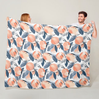 Aquarell Pfirsich pattern design Fleece Blanket