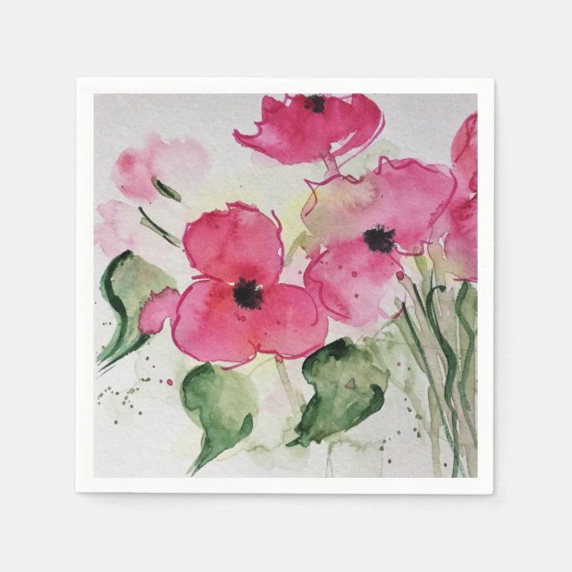 Aquarell rosa Blumen Napkin (Front)