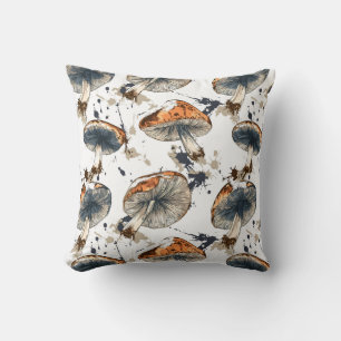 Aquarell Wald Pilze Design Cushion