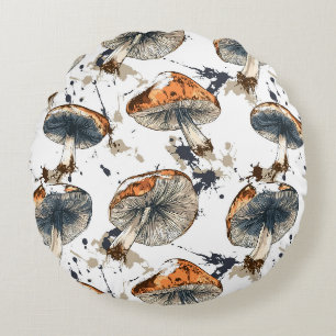 Aquarell Wald Pilze Design Round Cushion