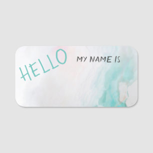 Aquarelle Agate Hello Reusable Name Tag
