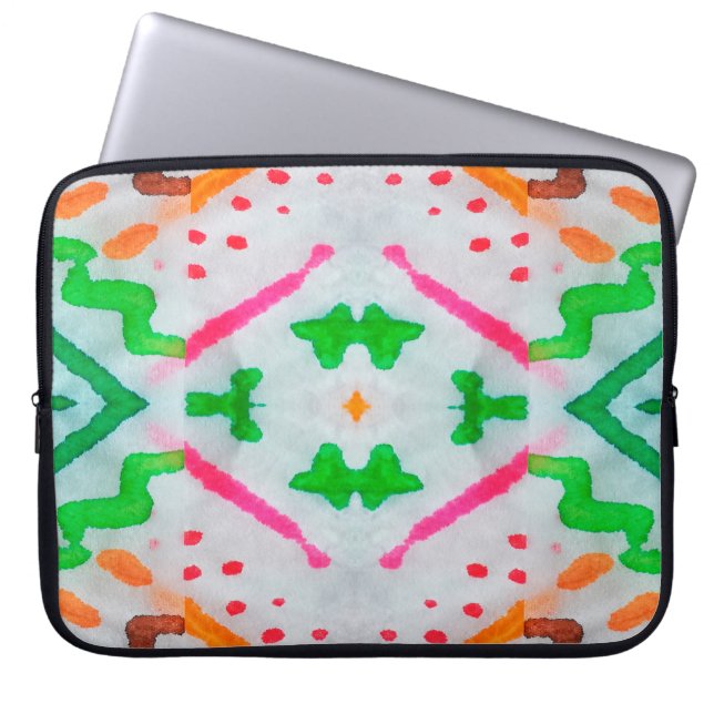 Aquarelle Boho Decor. Boho Blue Pillow. Aquarelle  Laptop Sleeve (Front)