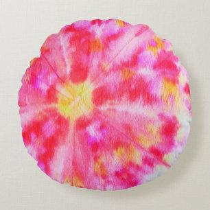 Aquarelle Creative Tone. Brush Gold. Ginger Tie Dy Round Cushion