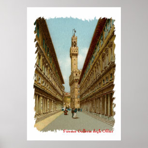 Aquarelle Florence Uffizi Gallery Poster