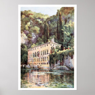 Aquarelle Italy Lake Como Villa Plini Poster