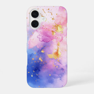 Aquarelle Lumière Luxury Pink Blue Watercolor iPhone 16 Case