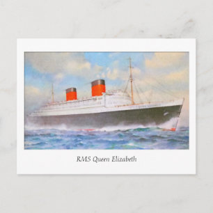 Aquarelle RMS Queen Elizabeth Postcard