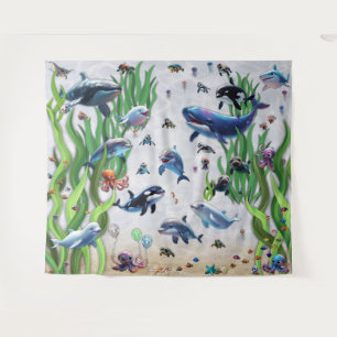 Aquarium 2 Party Backdrop Wall Tapestry 