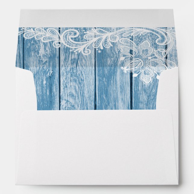 Aquarium-Blue Wood and Sheer Lace Lined Envelope (Back (Bottom))