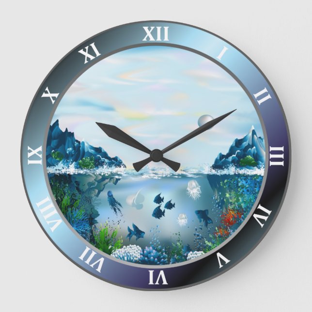 Aquarium Custom Large Round Wall Clock (Front)