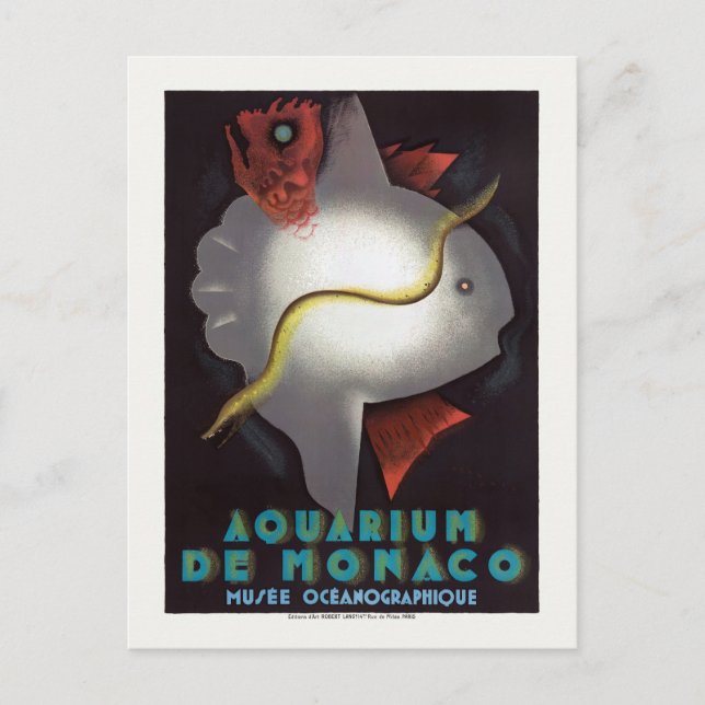 Aquarium de Monaco Vintage Poster 1926 Postcard (Front)