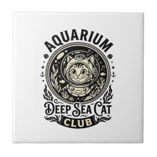 Aquarium Deep Sea Cat Funny Cat Graphic - Aquarium Ceramic Tile