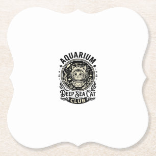 Aquarium Deep Sea Cat Funny Cat Graphic - Aquarium Paper Coaster