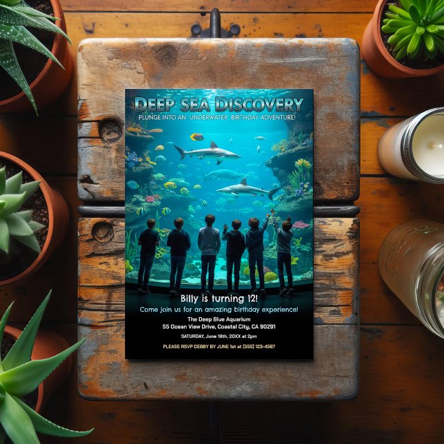 Aquarium Deep Sea Discovery Birthday Party Postcard (Creator Uploaded)