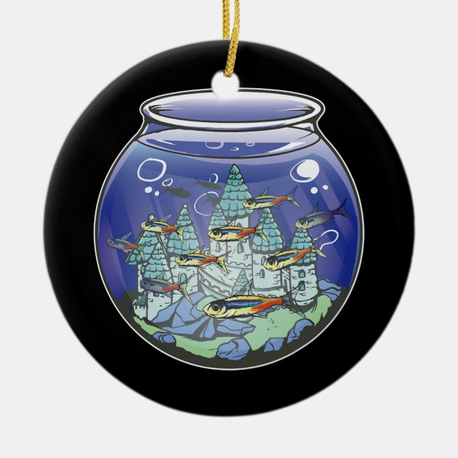 Aquarium Fish Castle  Ceramic Ornament (Front)