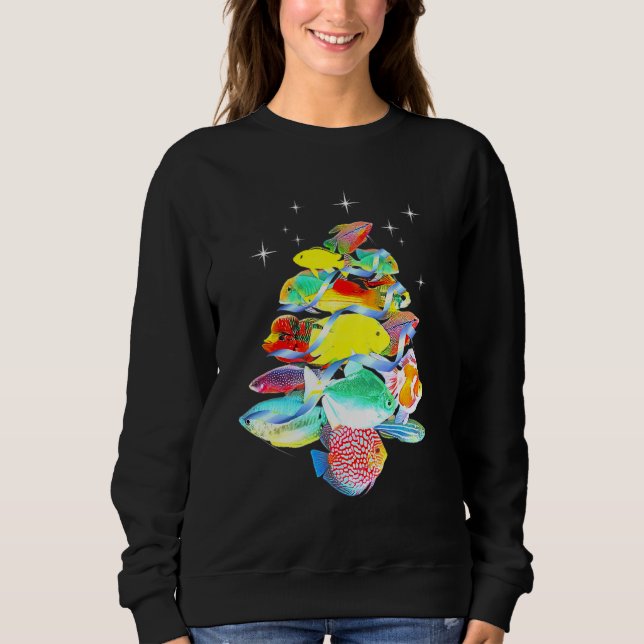 Aquarium Fish Christmas Tree Cichlids Gouramis Flo Sweatshirt (Front)
