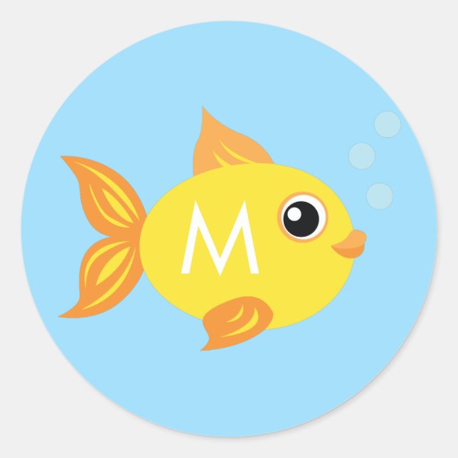 Aquarium Fish Cute Kid Name Envelope Seal Stickers (Front)