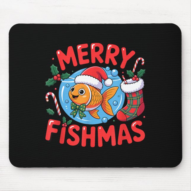 Aquarium Lover Trocal Fiank Christmas Merry Fishma Mouse Pad (Front)