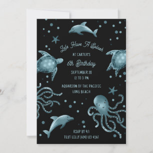 Aquarium Sea Life Kids Ocean Birthday Party Invitation
