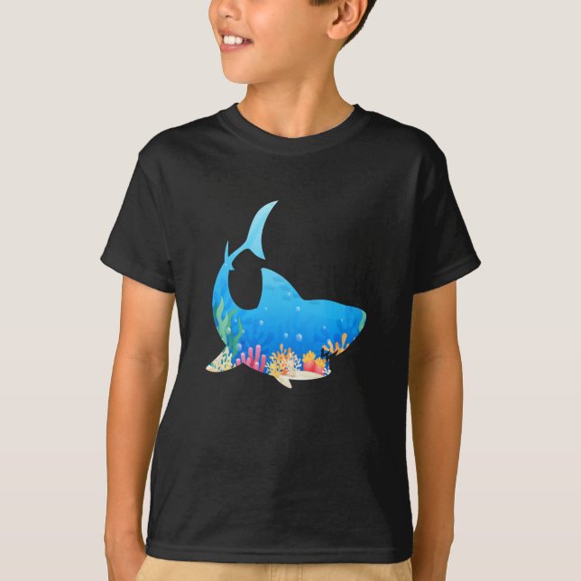 Aquarium Shark colourful cool funny Gift T-Shirt (Front)