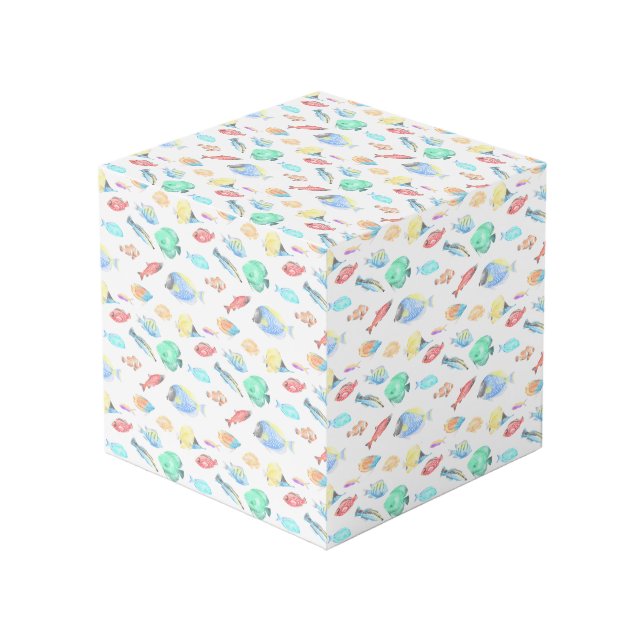 Aquarium - water colour fish pattern - cube (Front Angled)