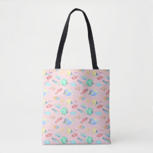 Aquarium - water colour fish pattern - light pink tote bag