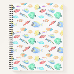 Aquarium - water colour fish pattern - notebook