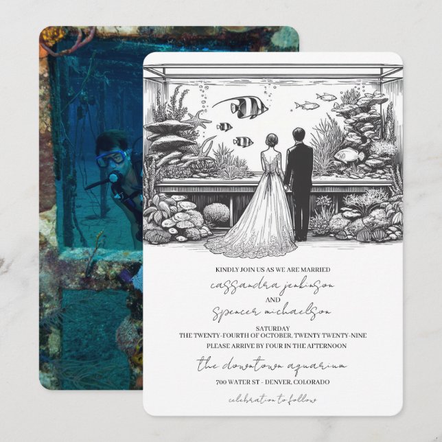 Aquarium Wedding Invitation (Front/Back)