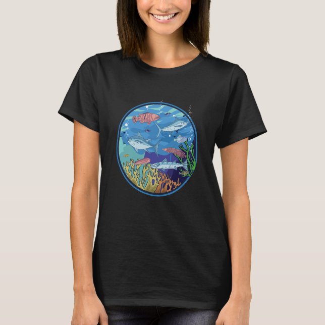 Aquarium with fish and aquatic plants marine fish T-Shirt (Front)
