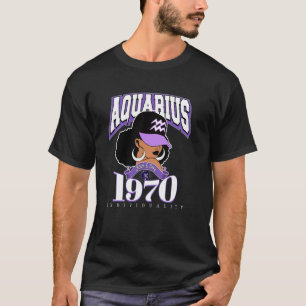 Aquarius 1970 Afro Queen Zodiac Birthday Gifts T-Shirt