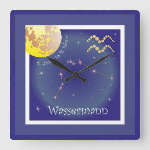Aquarius 21 January to 18 February Square Wall Clock
