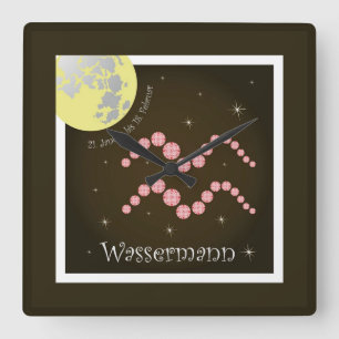 Aquarius 21 January to 18 February Square Wall Clock