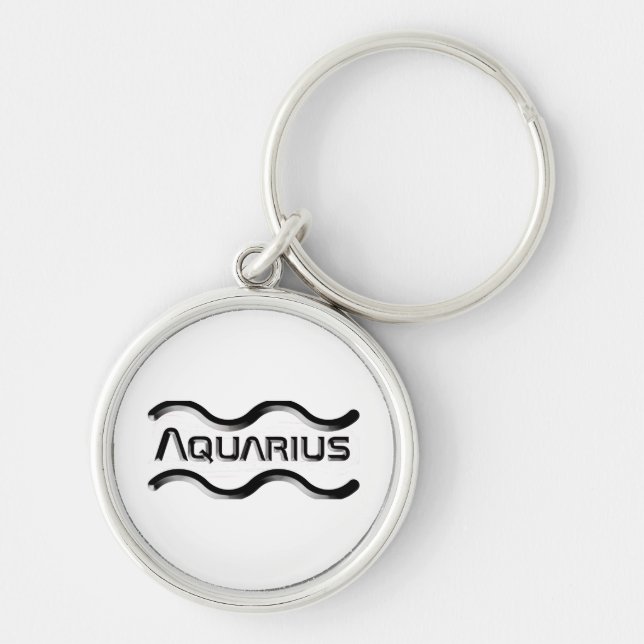 AQUARIUS, Abstract Design of the Zodiac Sign,  Key Ring (Front)