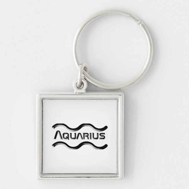 AQUARIUS, Abstract Design of the Zodiac Sign,  Key Ring (Front)