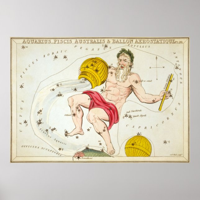 Aquarius Astrological Drawing Poster (Front)