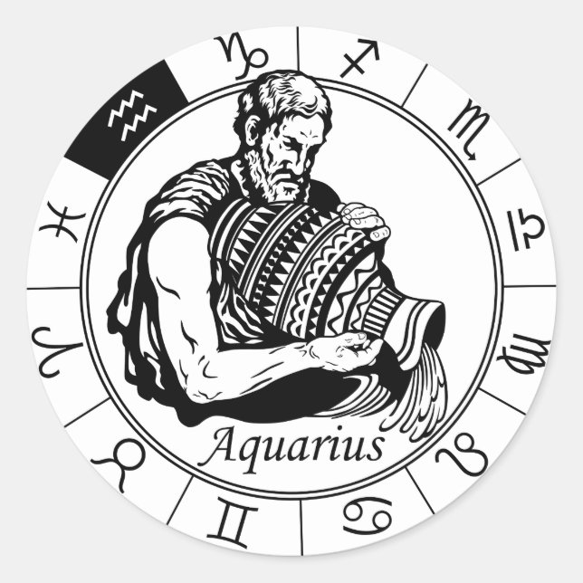 aquarius astrological zodiac sign classic round sticker (Front)