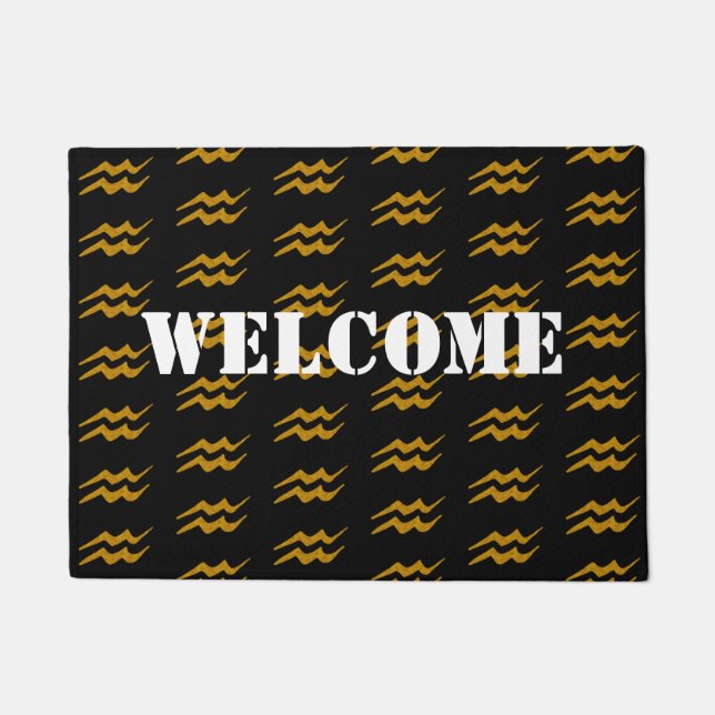 Aquarius ,Astrology  Golden Symbol Doormat (Front)