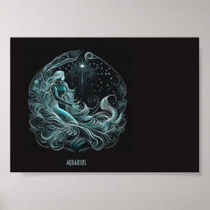 Aquarius Astrology Star Designed Poster